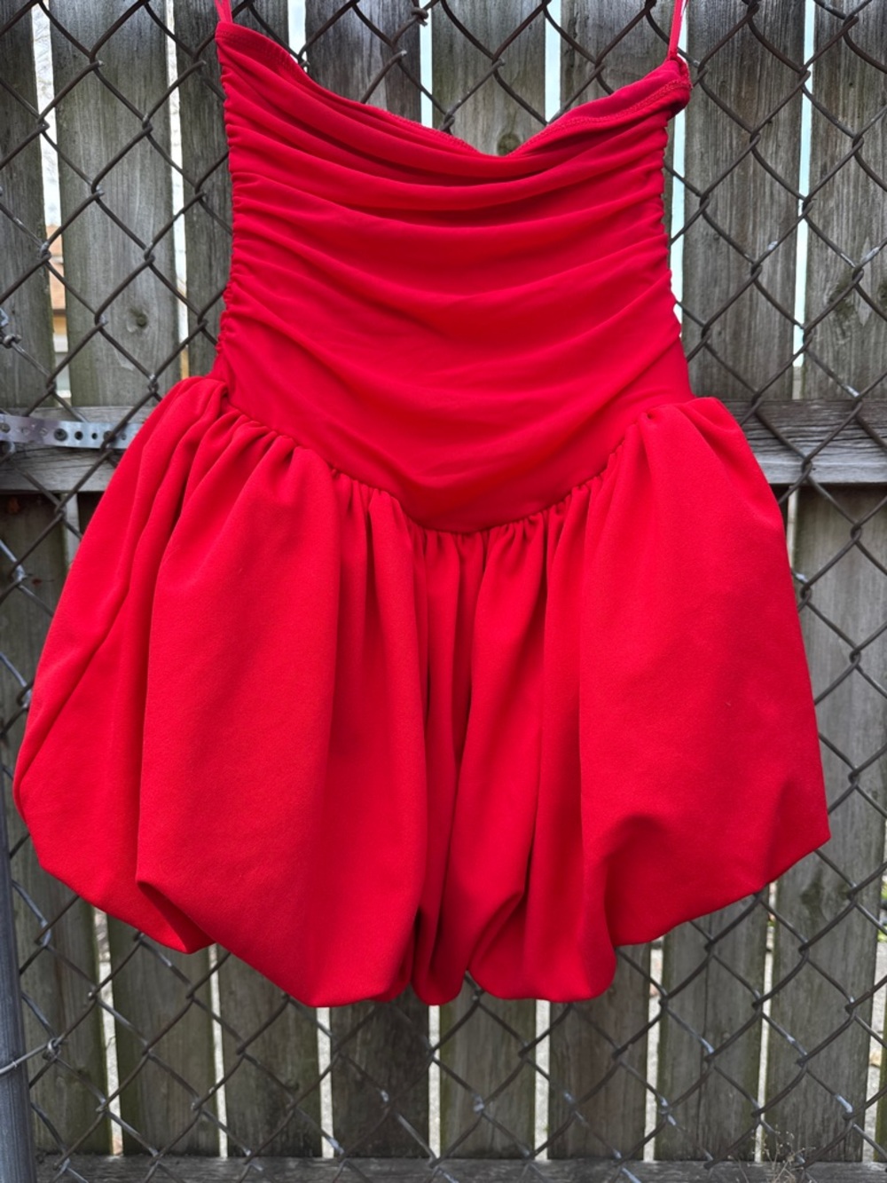 Red Strapless Bubble Mini Dress